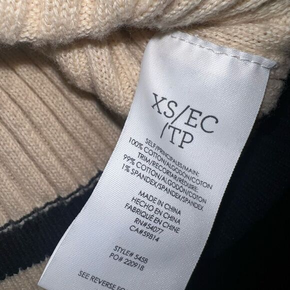 CAbi Radcliffe Cream/Navy Blue Button Cardigan size XS Gossip Girl Acadamia - Picture 6 of 7